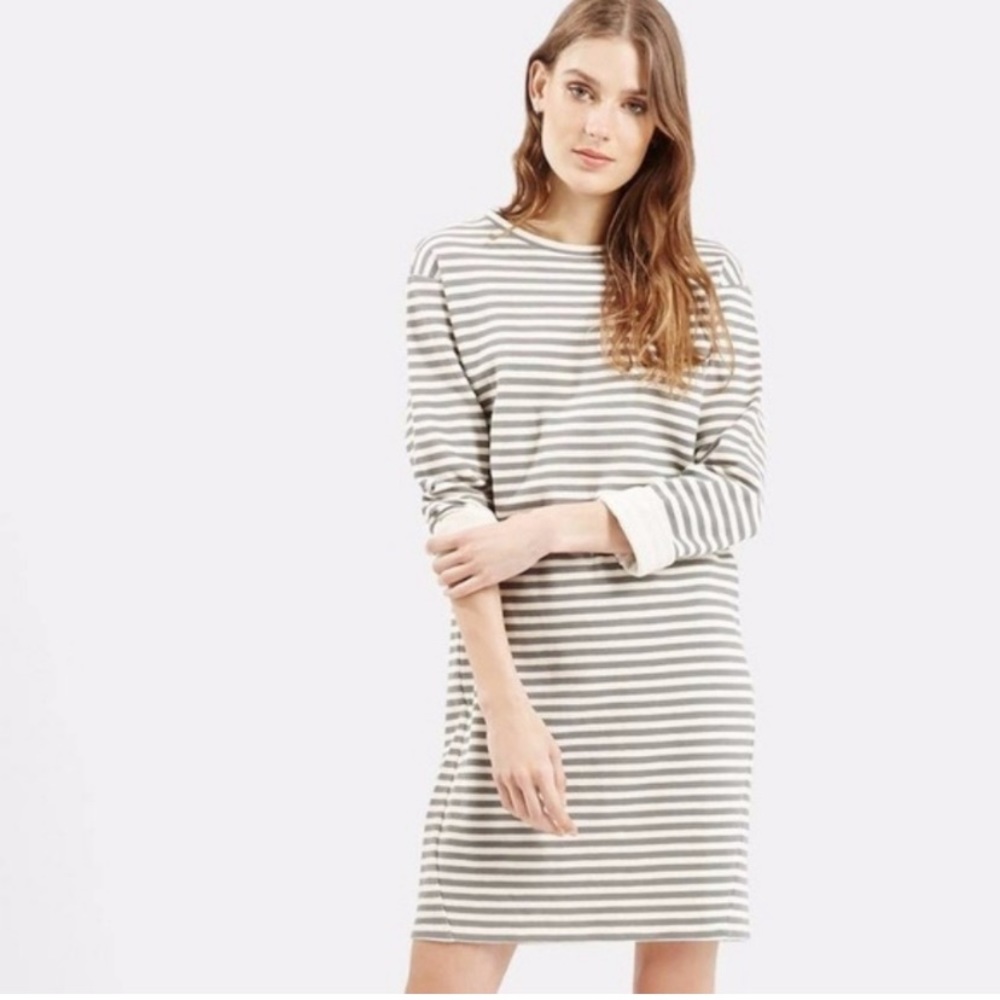 Topshop striped sweatshirt dress in size 6